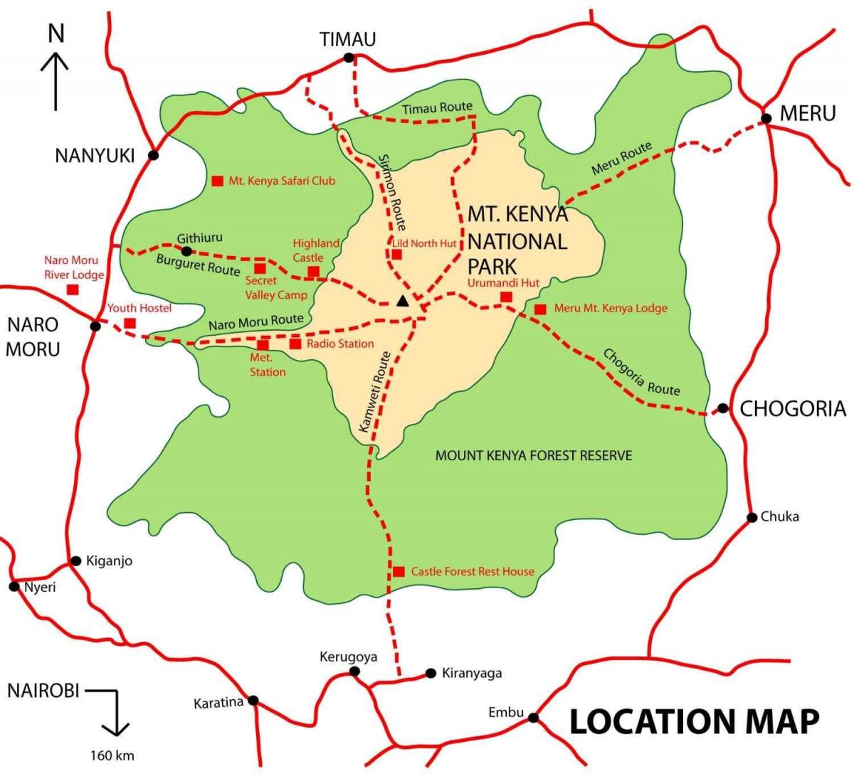 kaart van die berg Kenia