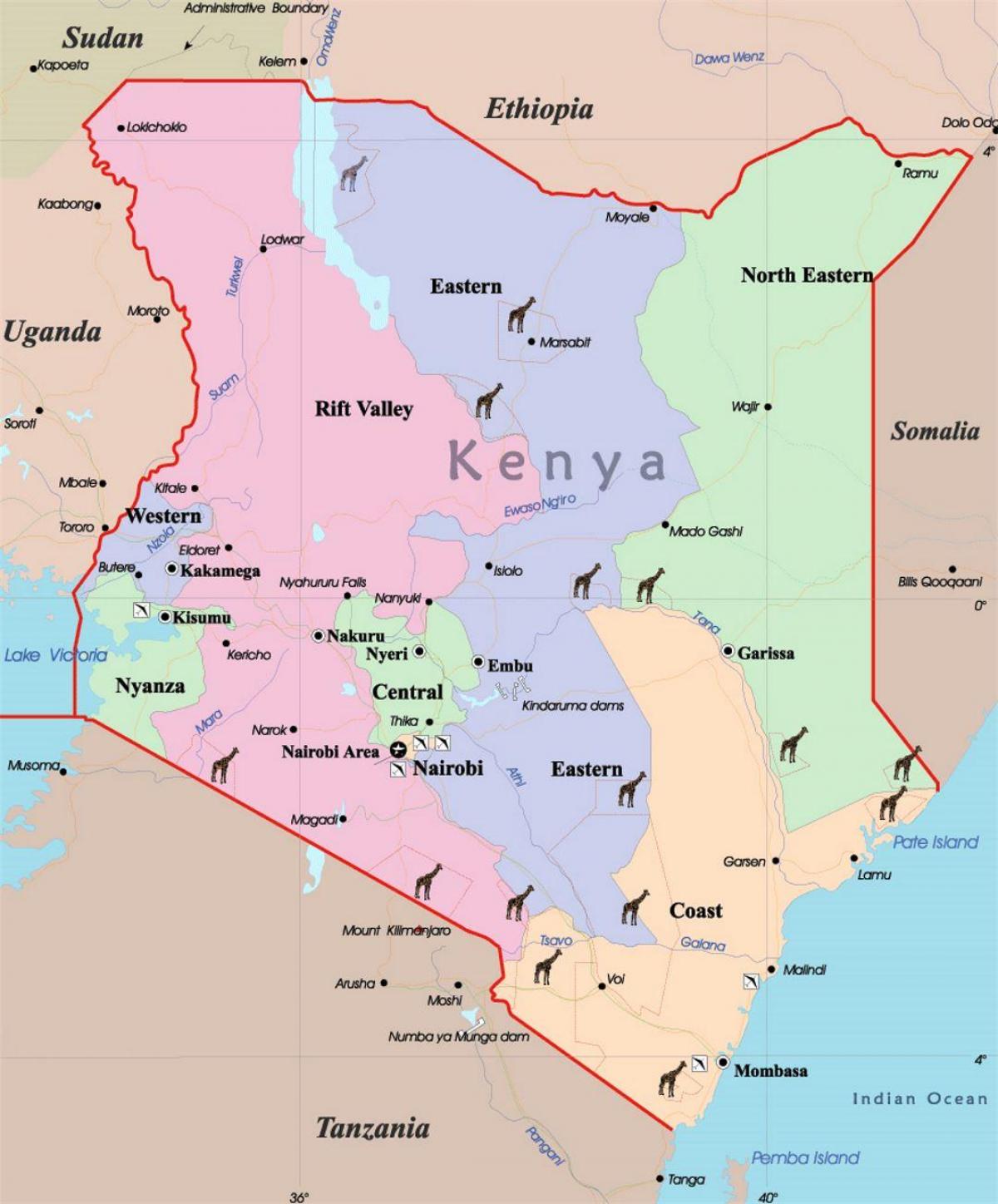 'n groot kaart van Kenia
