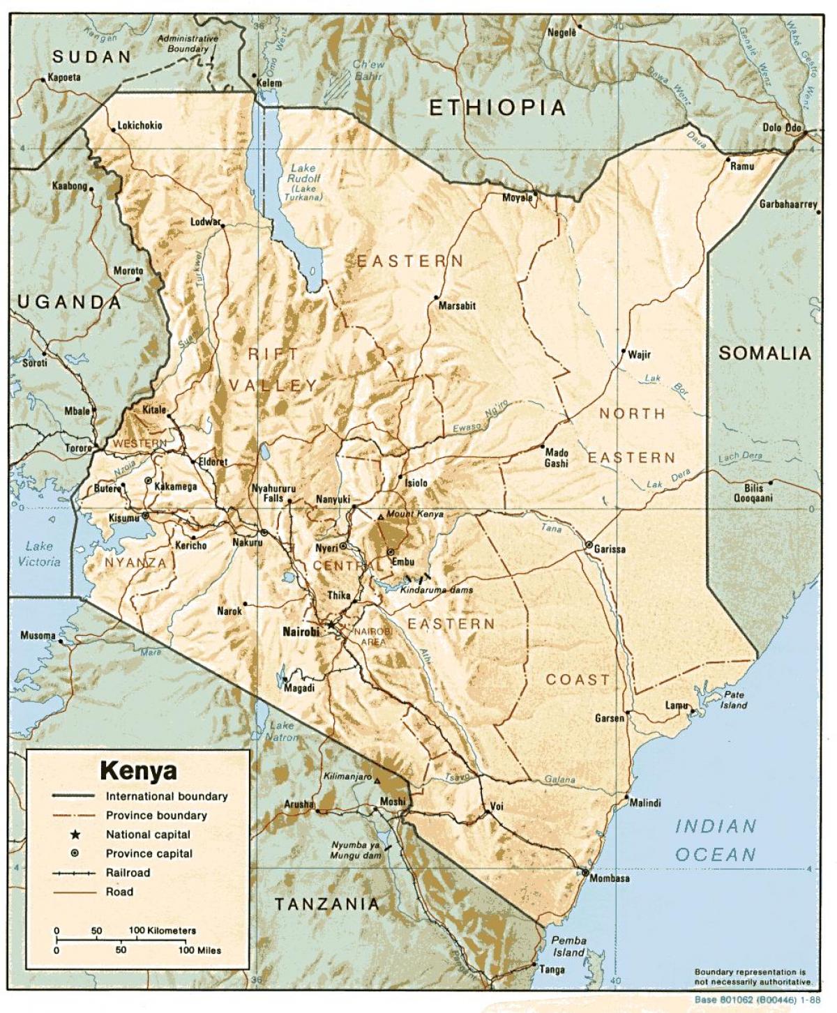 kaart van Kenia wat groot dorpe