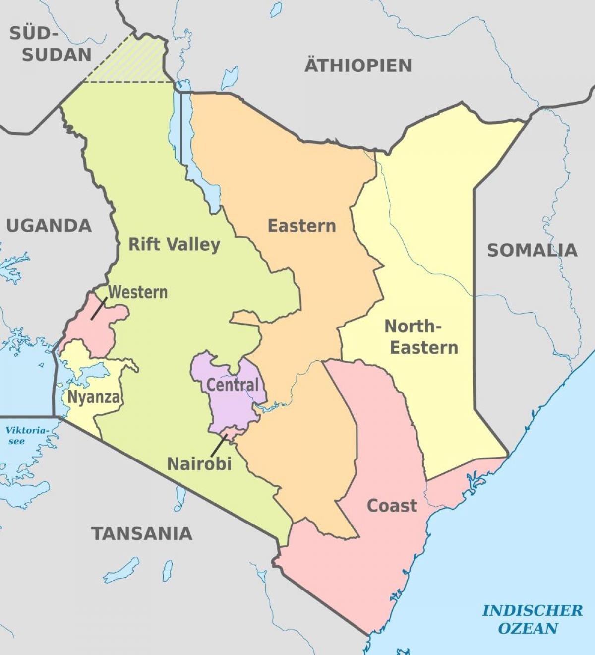 Kenia administratiewe kaart