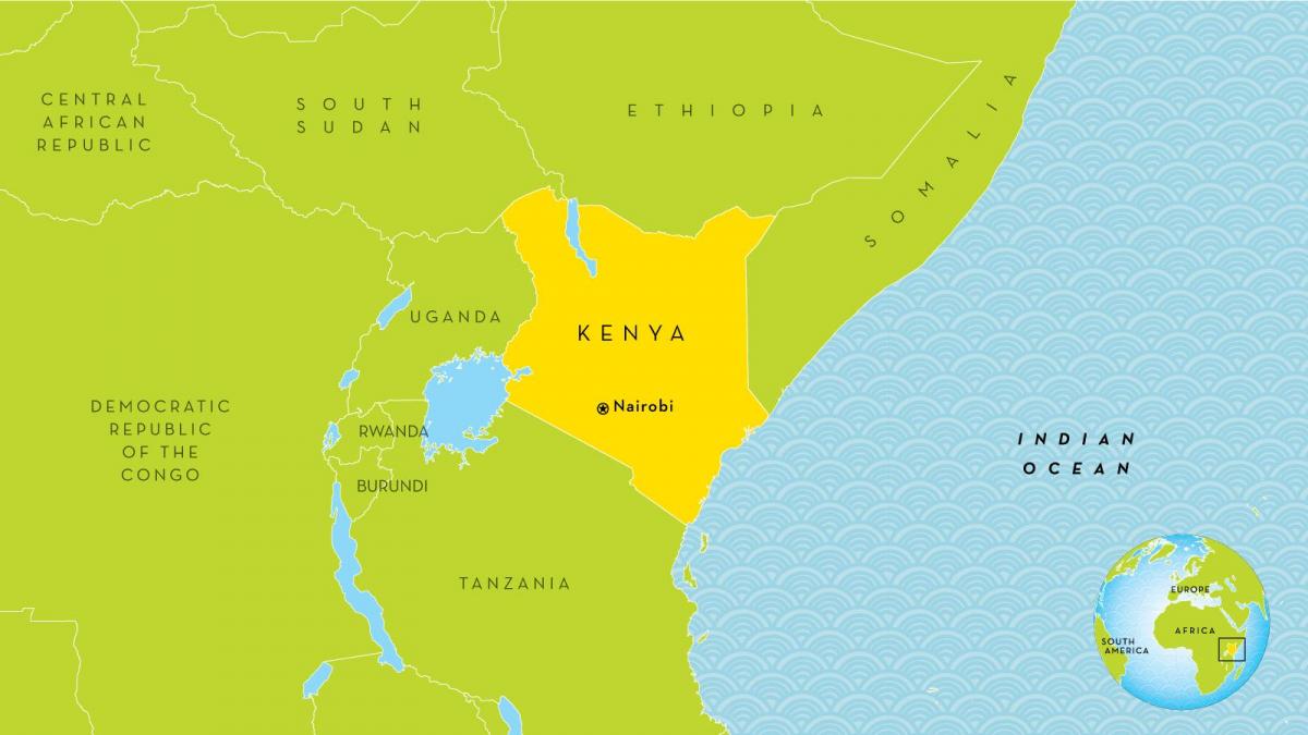 kaart van Kenia en omliggende lande