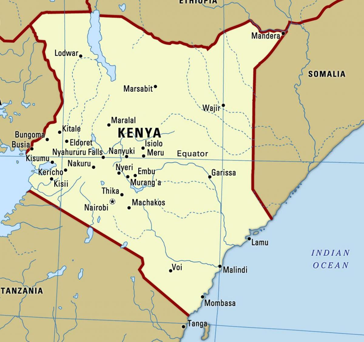 kaart van Kenia met stede