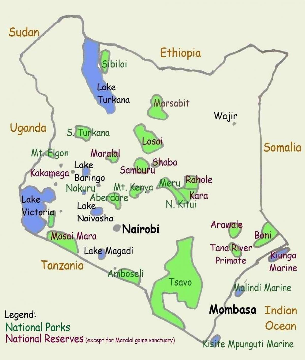 kaart van die mere in Kenia