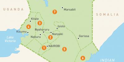 Kaart van Kenia wat provinsies