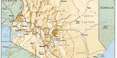 Kaart van Kenia wat groot dorpe