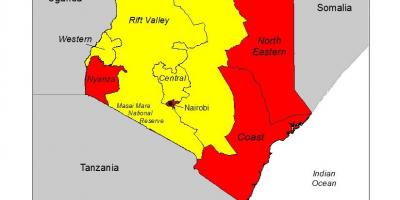 Kaart van Kenia malaria