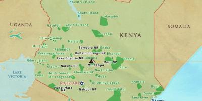 Kaart van Kenia nasionale parke en reservate