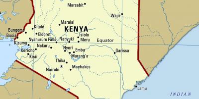 Kaart van Kenia met stede