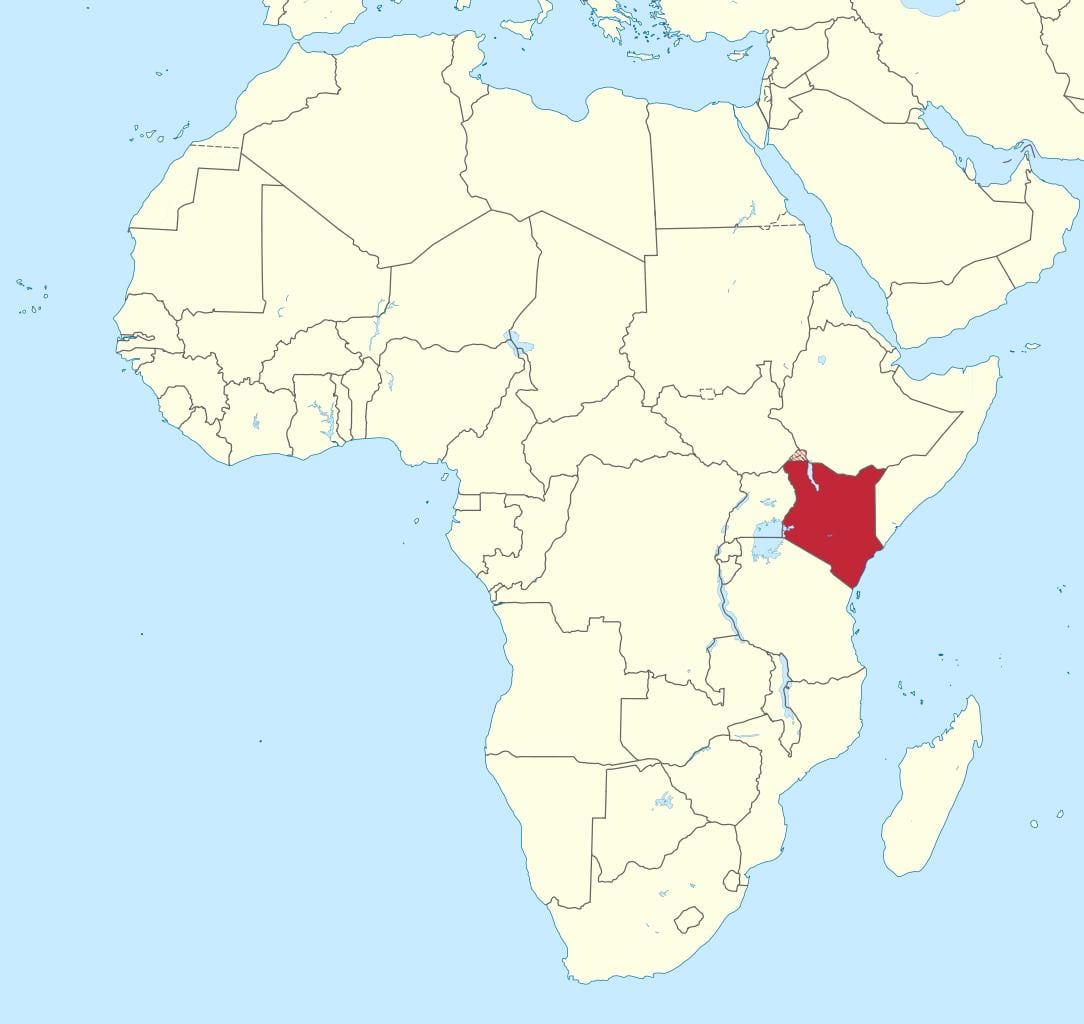 kaart van afrika met Kenia uitgelig