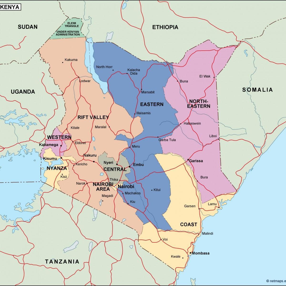 Politieke Kaart Van Kenia 