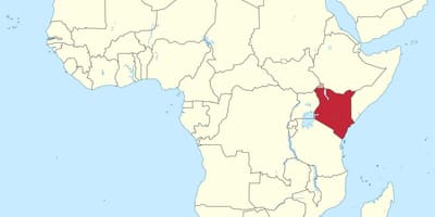 Kaart van afrika met Kenia uitgelig