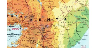 Kenia geografiese kaart