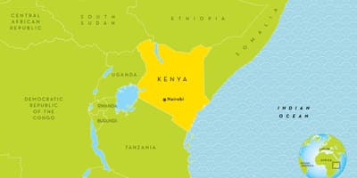 Kaart van Kenia en omliggende lande