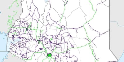 Kaart van Kenia spoorweg