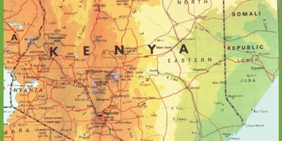 Kaart van Kenia wat dorpe