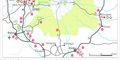 Mt Kenia op afrika kaart