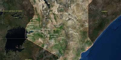 Kaart van die satelliet kaart van Kenia