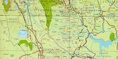 Kaart van sentraal-Kenia